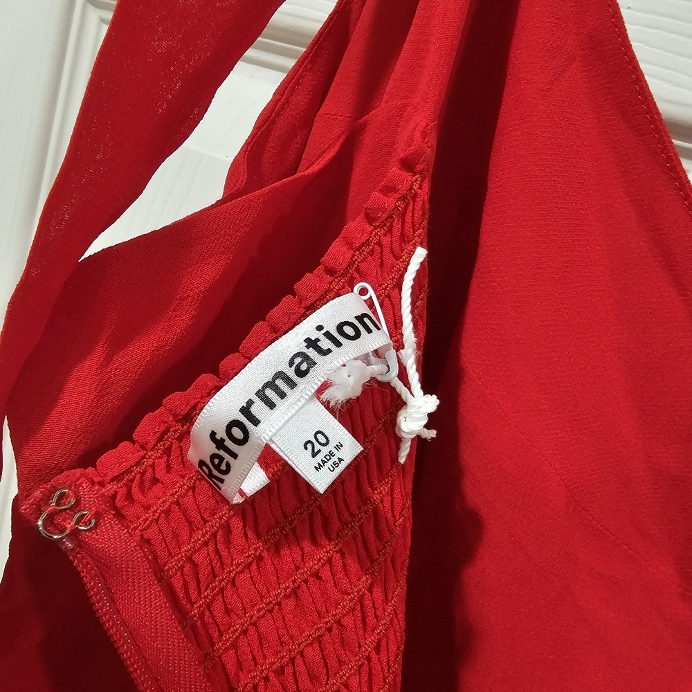 Reformation Twilight Dress Cherry Red - Picture 4 of 8